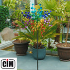 CIM Doppelwindrad Rainbow CirclesGartendeko Ø43cm x 138cm wetterfest Metall