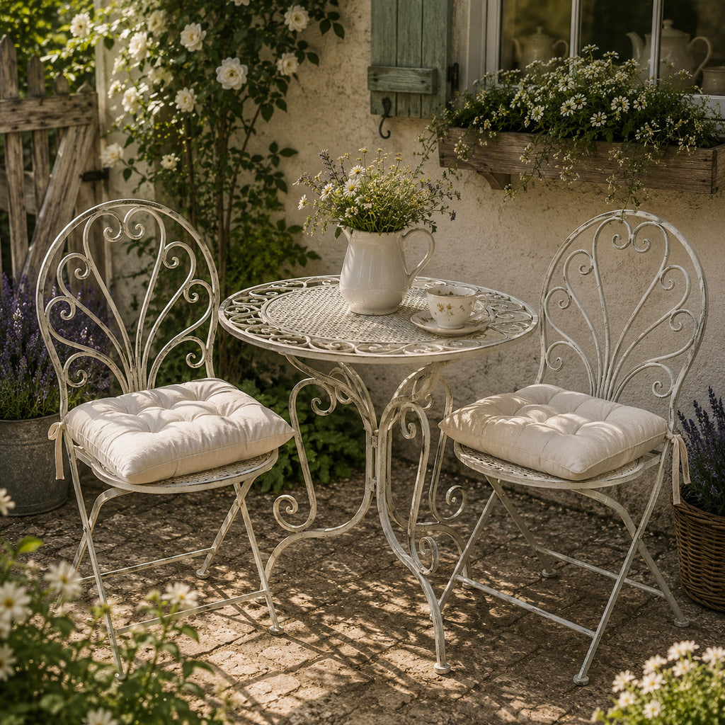 ✨ Gartentisch mit 2 Stühlen 3tlg Bistro Set Schmiedeeisen Gartenmöbel Vintage