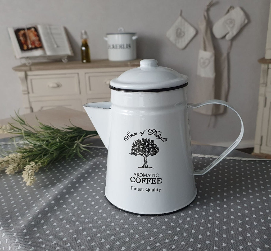 Emaille KAFFEKANNE 26cm  emailliert Deko Nostalgie Landhaus COFFEE TIME