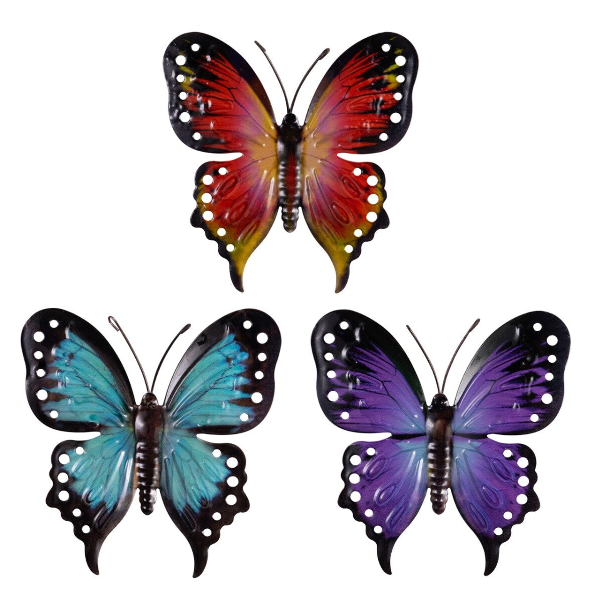 CIM Metall Wanddeko Schmetterling 3er-Set Midnight Trio Wandbild Geschenk Deko
