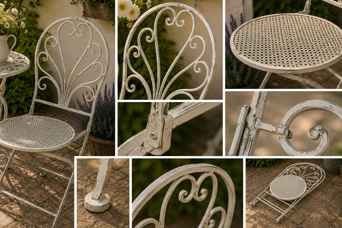 ✨ Gartentisch mit 2 Stühlen 3tlg Bistro Set Schmiedeeisen Gartenmöbel Vintage