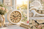 Vintage Tischuhr Weckerdesign Antikweiß Shabby Chic Landhaus Deko Uhr Standuhr