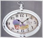 romantische Wanduhr Lavendel oval Nostalgisch Deko shabby chic Geschenkidee