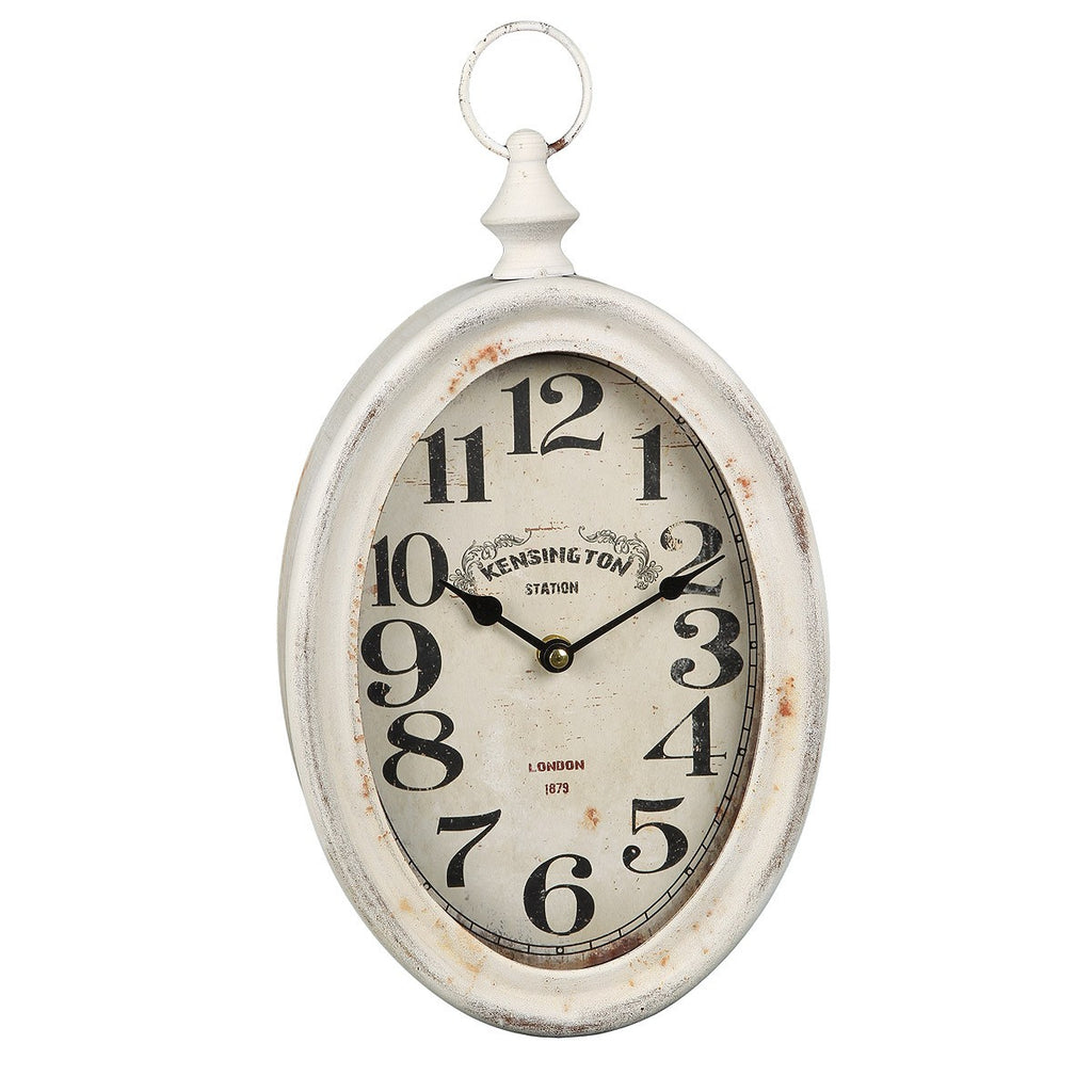 Vintage Wanduhr Metall Antikweiß 2 Größen Landhaus Shabby Chic Uhr Kensington