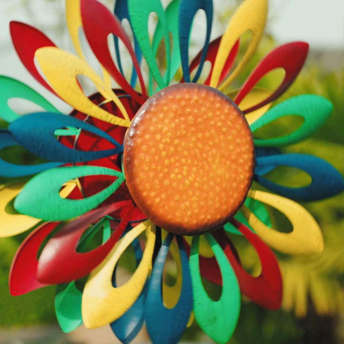 CIM Doppelwindrad Petite Rainbow Flower Ø40cm x 160cm Gartendeko Blume Metall