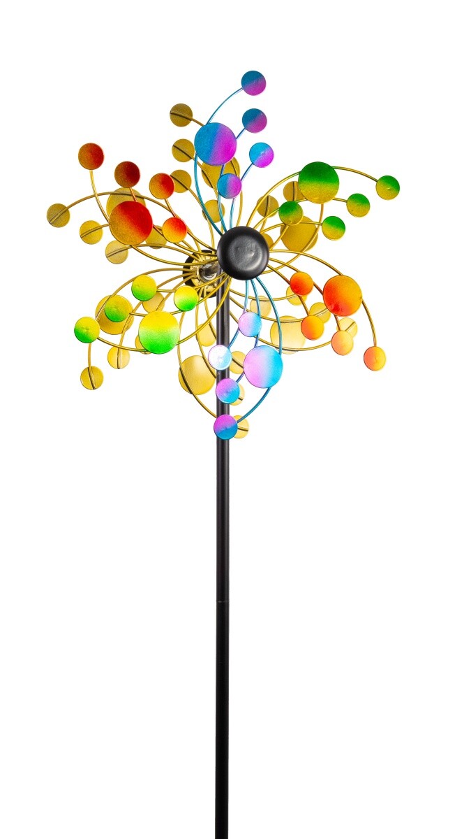 CIM Doppelwindrad Confetti Gartendeko Ø35cm x 130cm wetterfest Metall lackiert