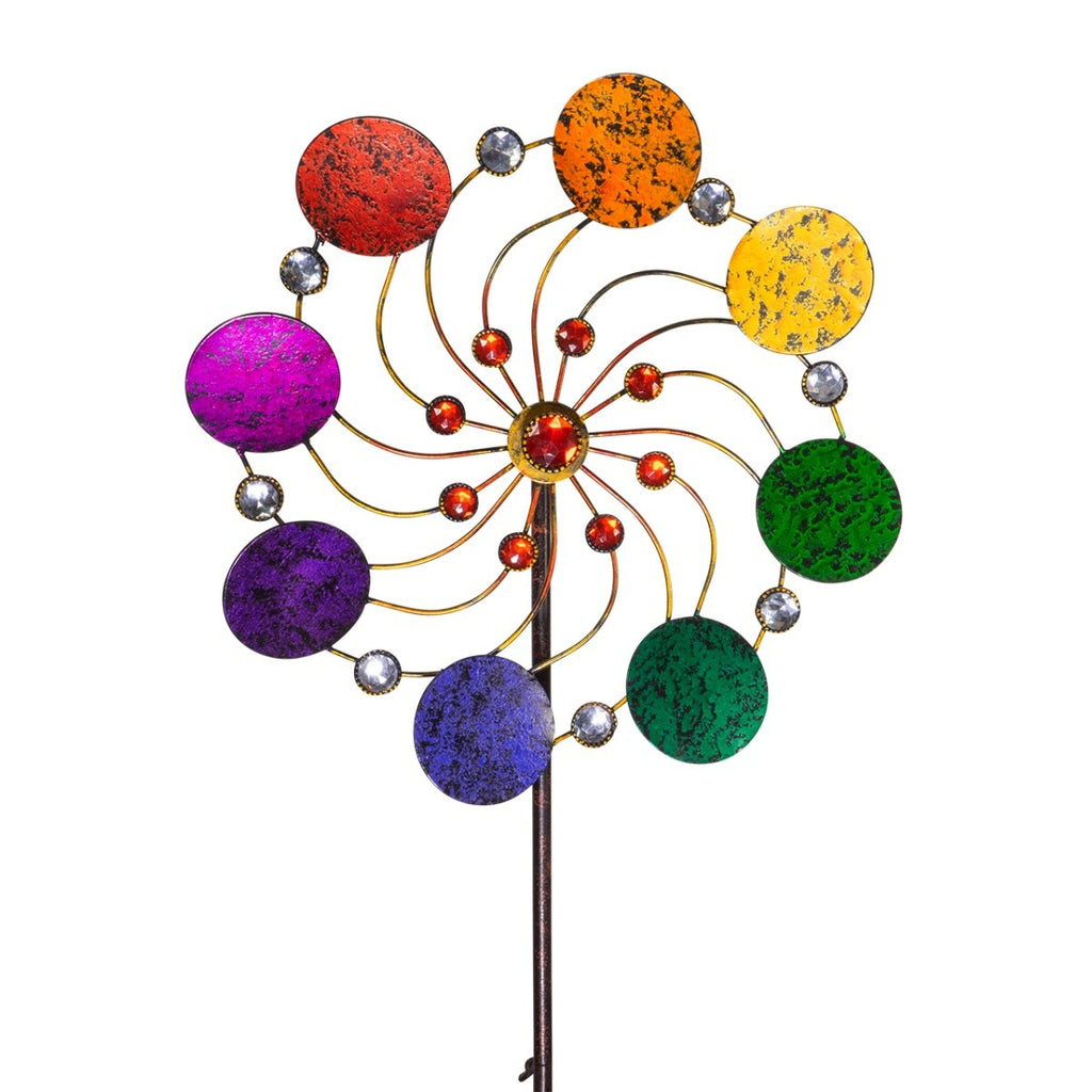 CIM Metall Windrad Exotic Flower Rainbow Ø34cm Höhe 122cm Windspiel Deko Garten
