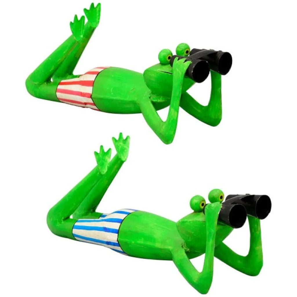 🪴 Metall Frosch mit Fernglas 🐸 Gartenfigur Deko Garten Terrasse Balkon Figur