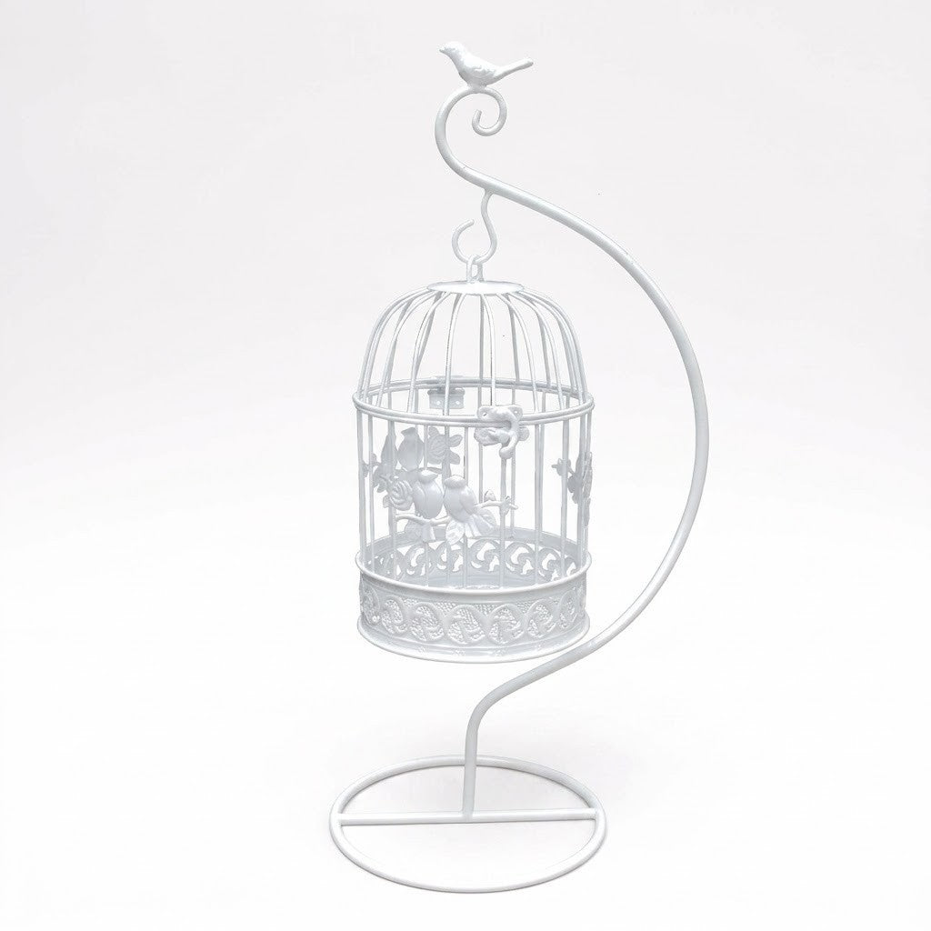 Vogelkäfig Vintage Deko  weiß Metall Dekokäfig  f.Blumendeko hängend Stände