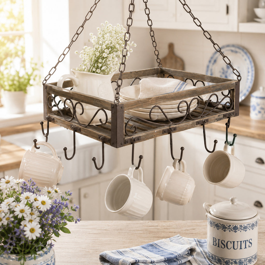 Hängekorb KRÄUTERKRONE 60cm BRAUN Blumen- Topfhänger Wursthänger Küchenhänger