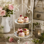 2-stöckige ETAGERE Kuchenetagere Schmiedeeisen Vintage Landhaus 53 cm Geschenk