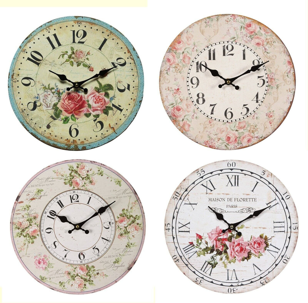 Wanduhr Rosen Rosenmotiv, Rosenuhr im Landhaus Stil 28 cm Wanddeko Auswahl