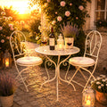 3tlg Tisch & 2 Stühle, Bistro Set Sitzgruppe Metall Landhausstil Garten Balkon