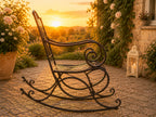 Romantischer Schaukelstuhl Metall Antikweiß Landhaus Garten Terrasse Vintage