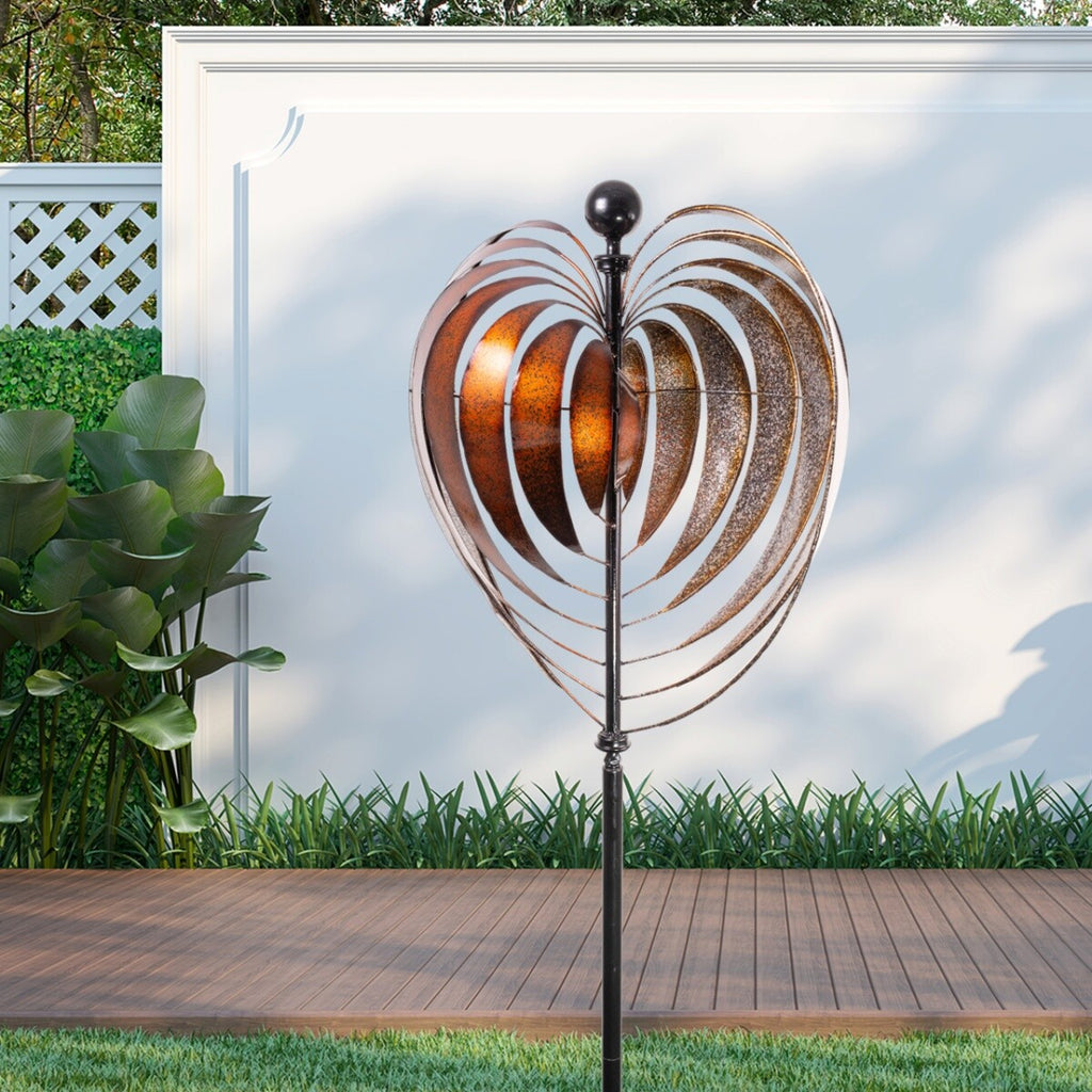 CIM Windrad Herz Windräder Ø54cm Gesamthöhe: 200cm Windspiel Garten Metall