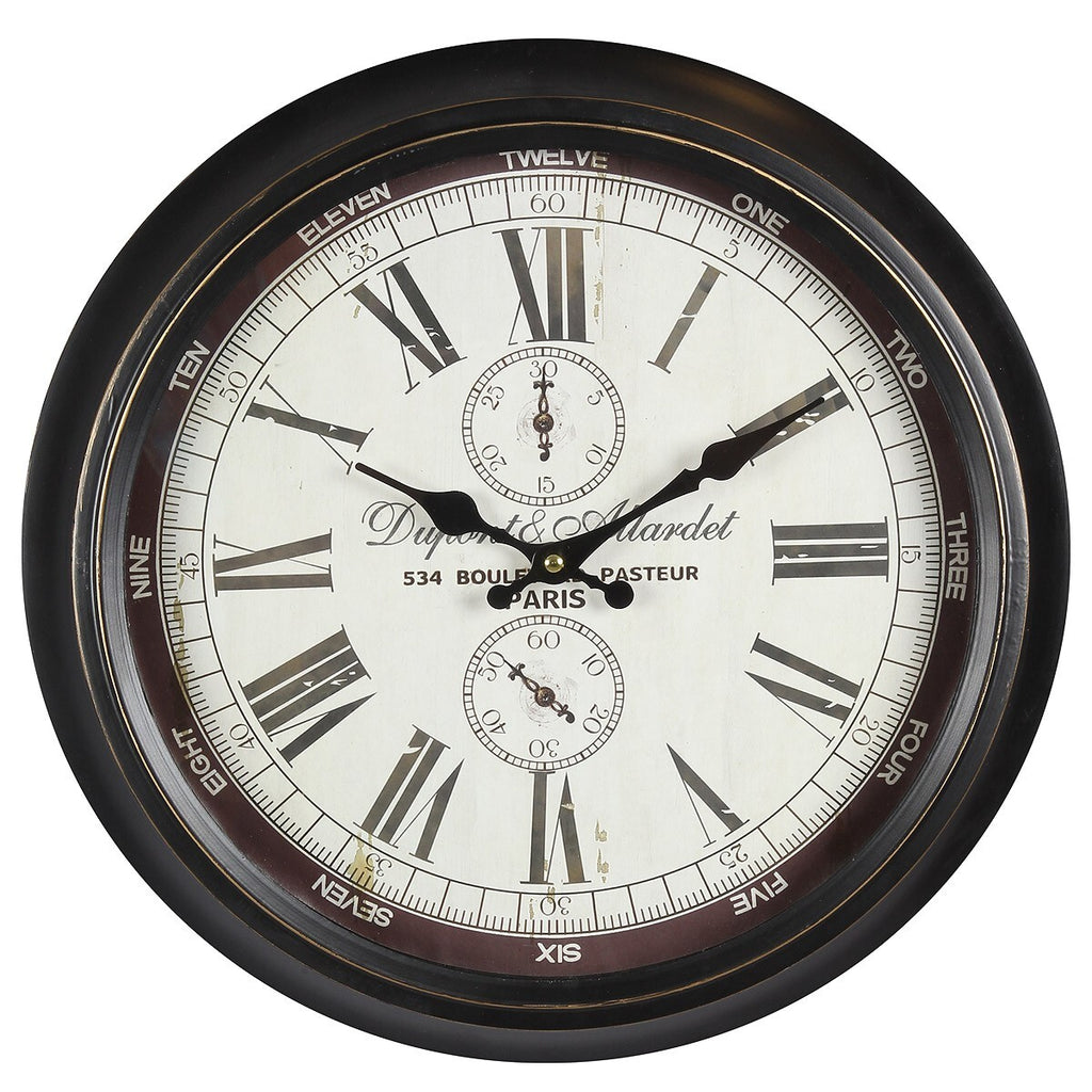 Wanduhr DUPONT &M Metall Vintage Shabby Nostalgisch Wohnzimmeruhr  ø 40cm