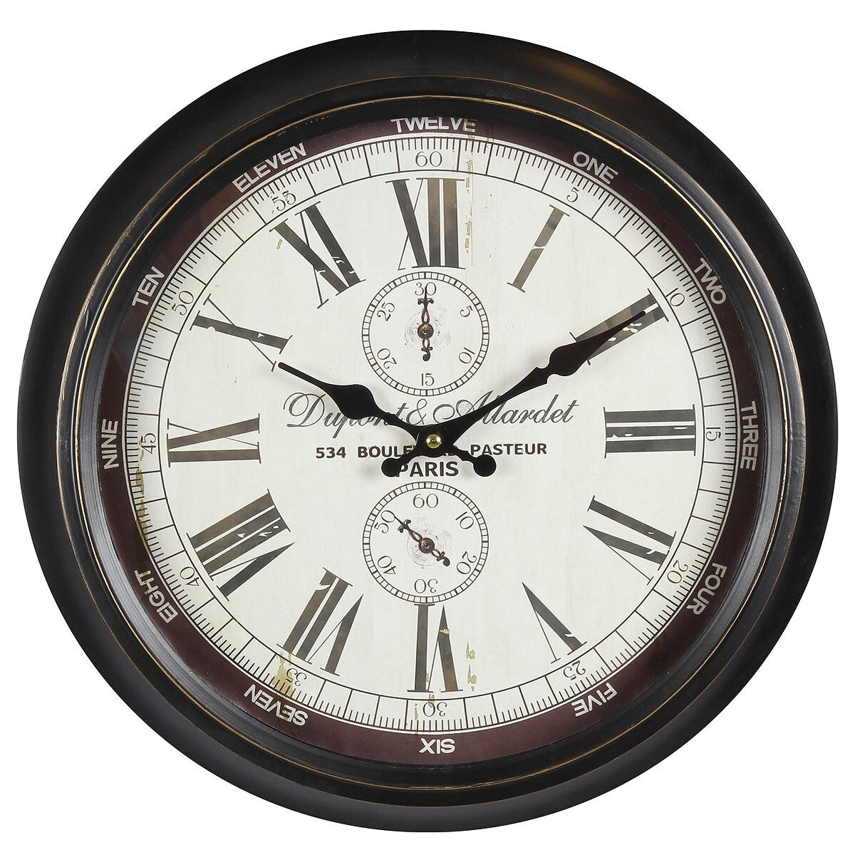 Wanduhr DUPONT &M Metall Vintage Shabby Nostalgisch Wohnzimmeruhr  ø 40cm