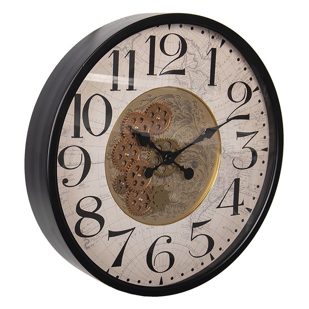 Clayre & Eef Wanduhr Zahnraduhr Metall Glas 49cm Vintage Neu OVP Nostalgisch