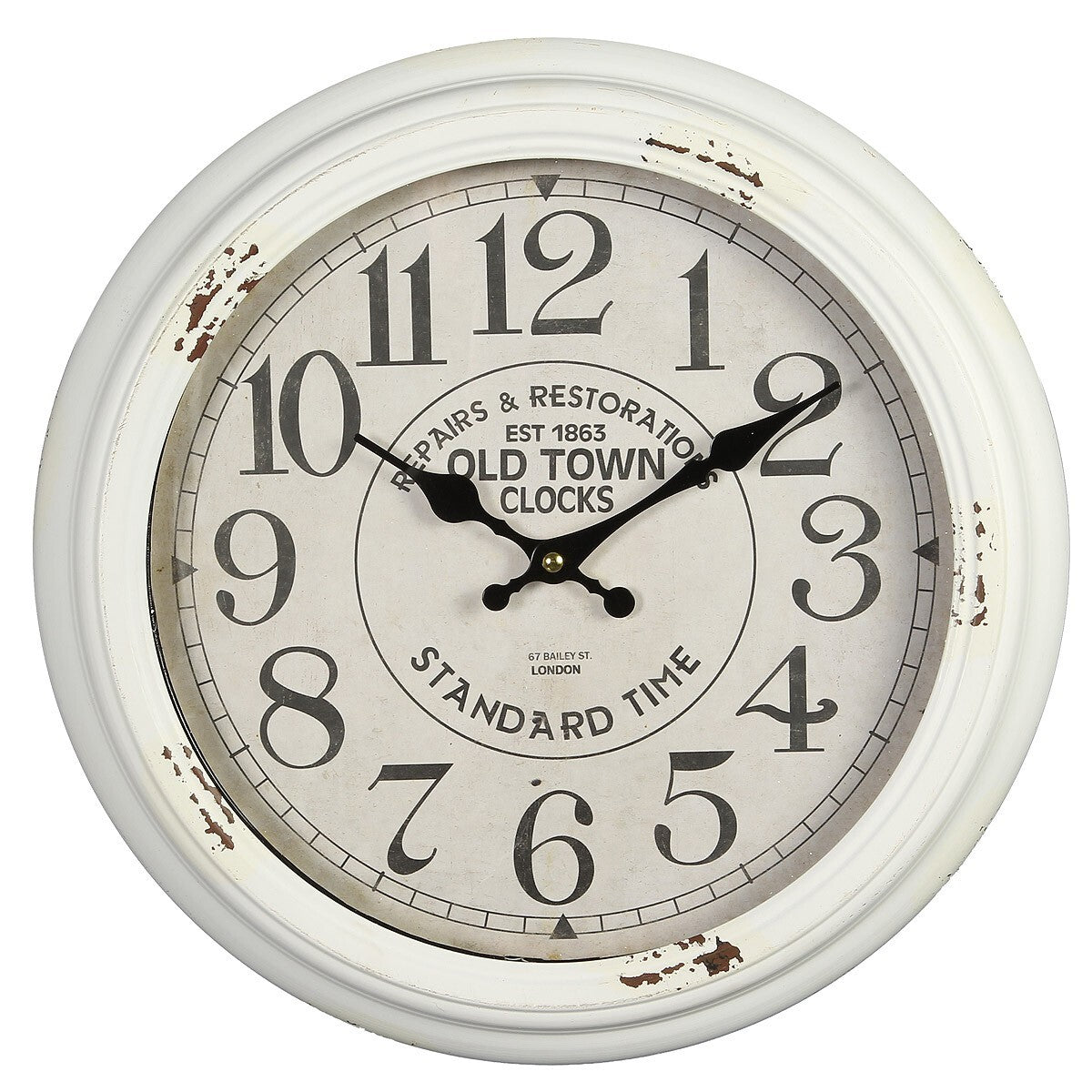 NEU & OVP Vintage Wanduhr Shabby Chic antikweiß – Landhausstil –Old TOWN