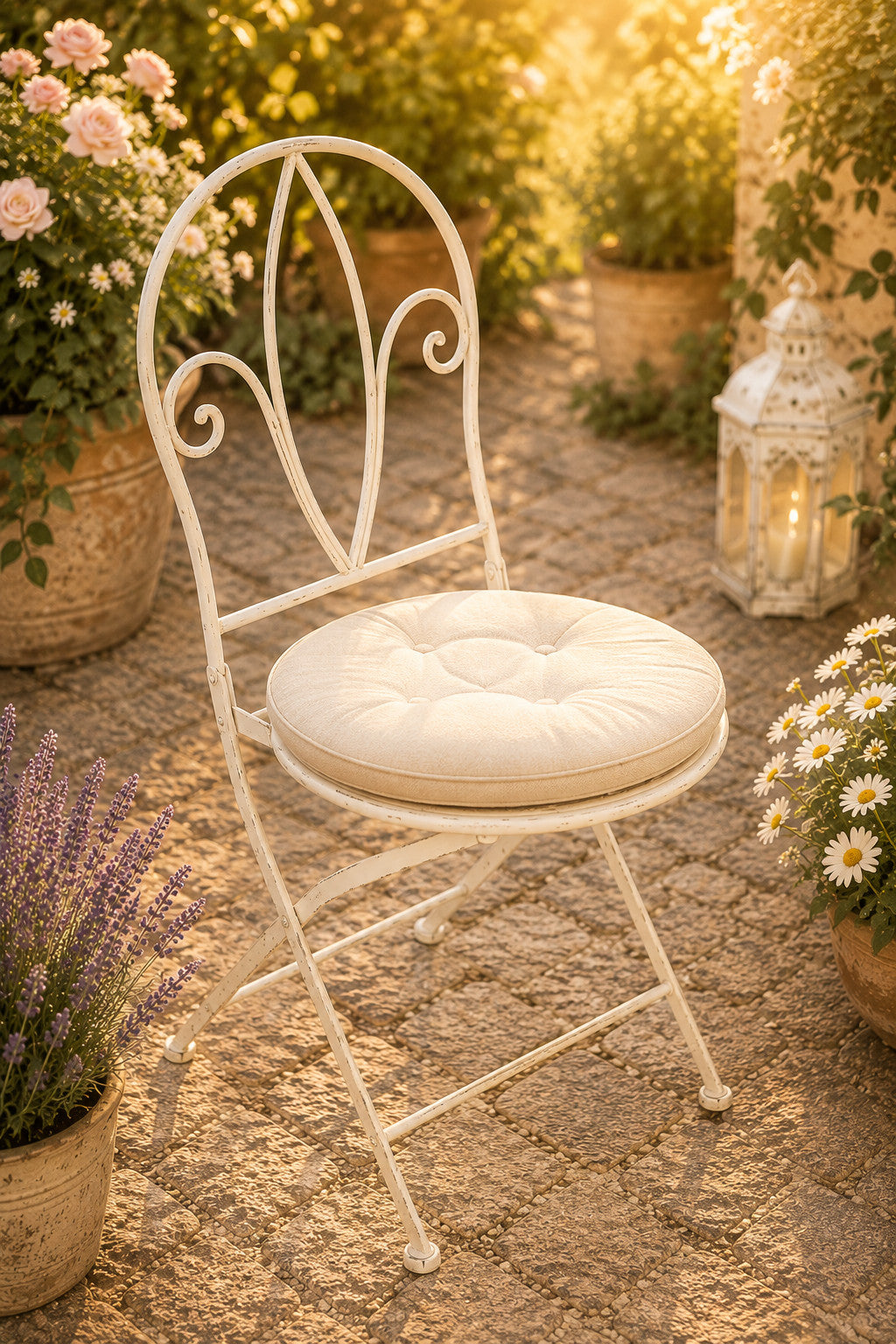 3tlg Tisch & 2 Stühle, Bistro Set Sitzgruppe Metall Landhausstil Garten Balkon