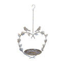 Vogeltränke Vogelbad Futterstelle zum Hängen, Herz Shabby Chic Metall Gartendeko