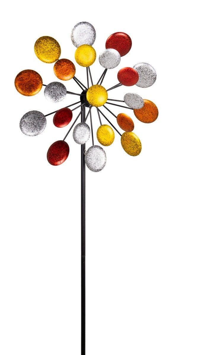 CIM Doppelwindrad Galaxy Gold Gartendeko Ø32cm/21cm x 122cm wetterfest Metall