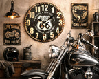 Route 66 Wanduhr 28 cm Vintage Retro Industrial Quarz Motorrad Garage USA Deko