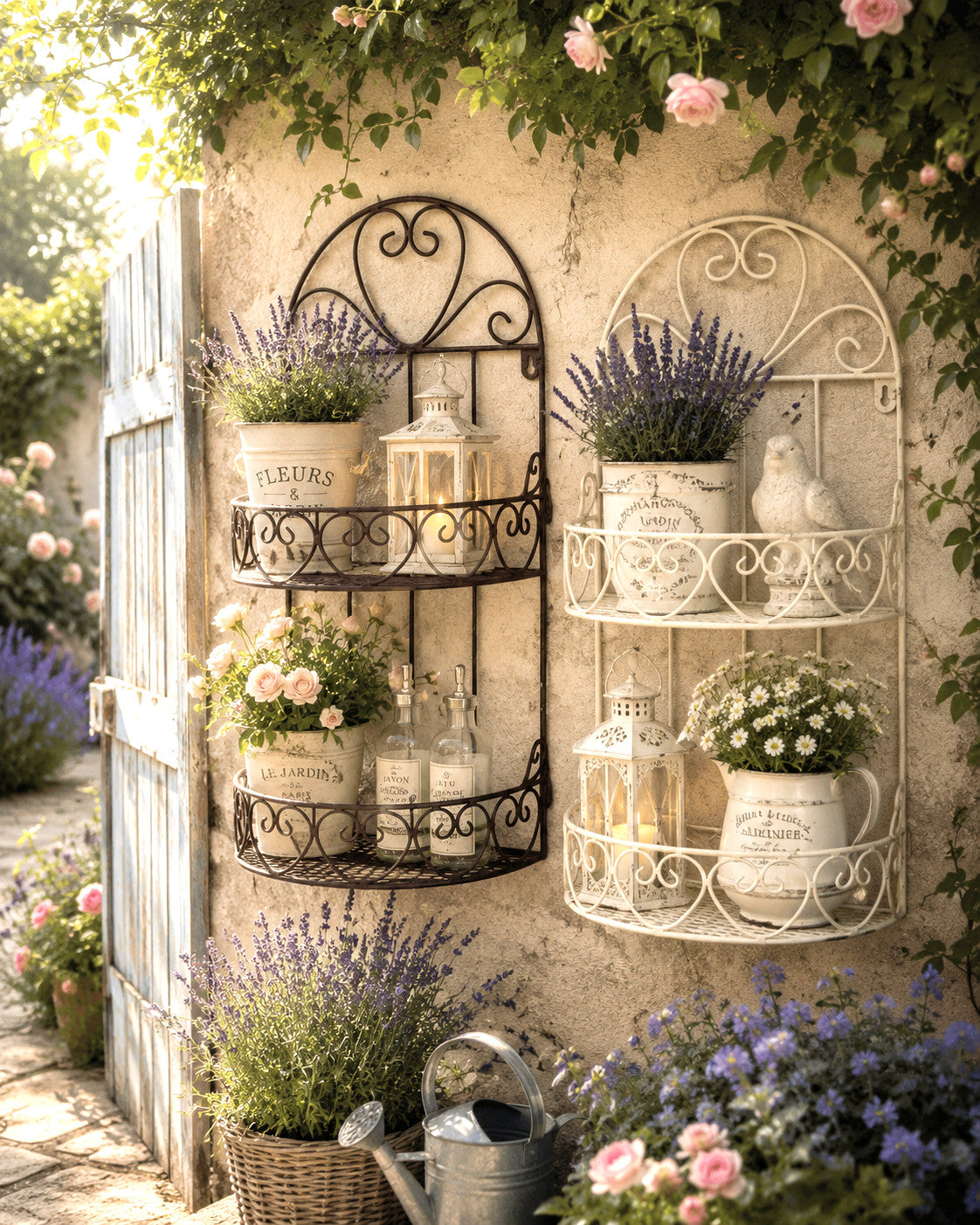 Wandregal Metall antikfarbe Vintage Landhausstil Shabby Chic NEU Regal Küche Bad