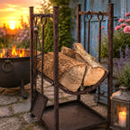 Kaminset für Holz in Antikbraun (H)75 cm, Geschenk Nostalgie Romantik Kaminfeuer