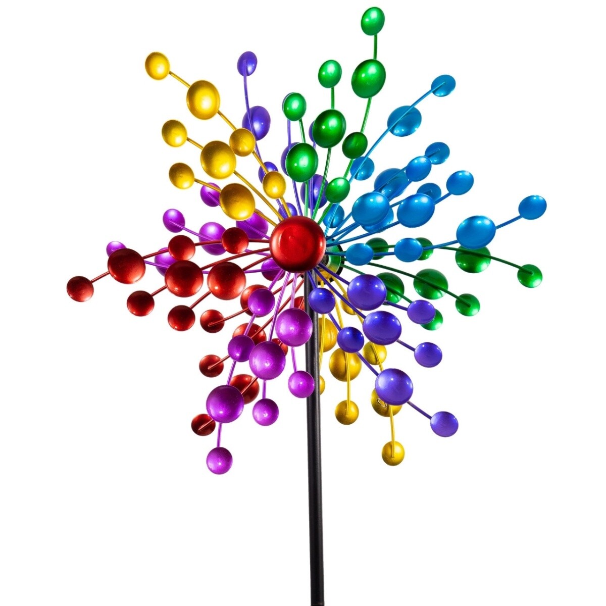 CIM Doppelwindrad Rainbow CirclesGartendeko Ø43cm x 138cm wetterfest Metall
