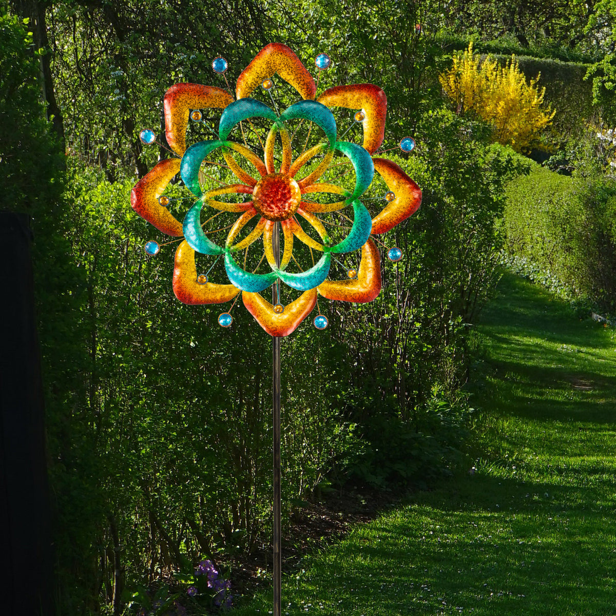 Windrad Metall Windspiel Kine Spinner  FLOWER Metallwindrad Deko Gartenstecker
