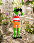 🐸 Lustige Metall Frosch mit Fernglas Gartenfigur Landhaus Deko 46cm Mitbringsel