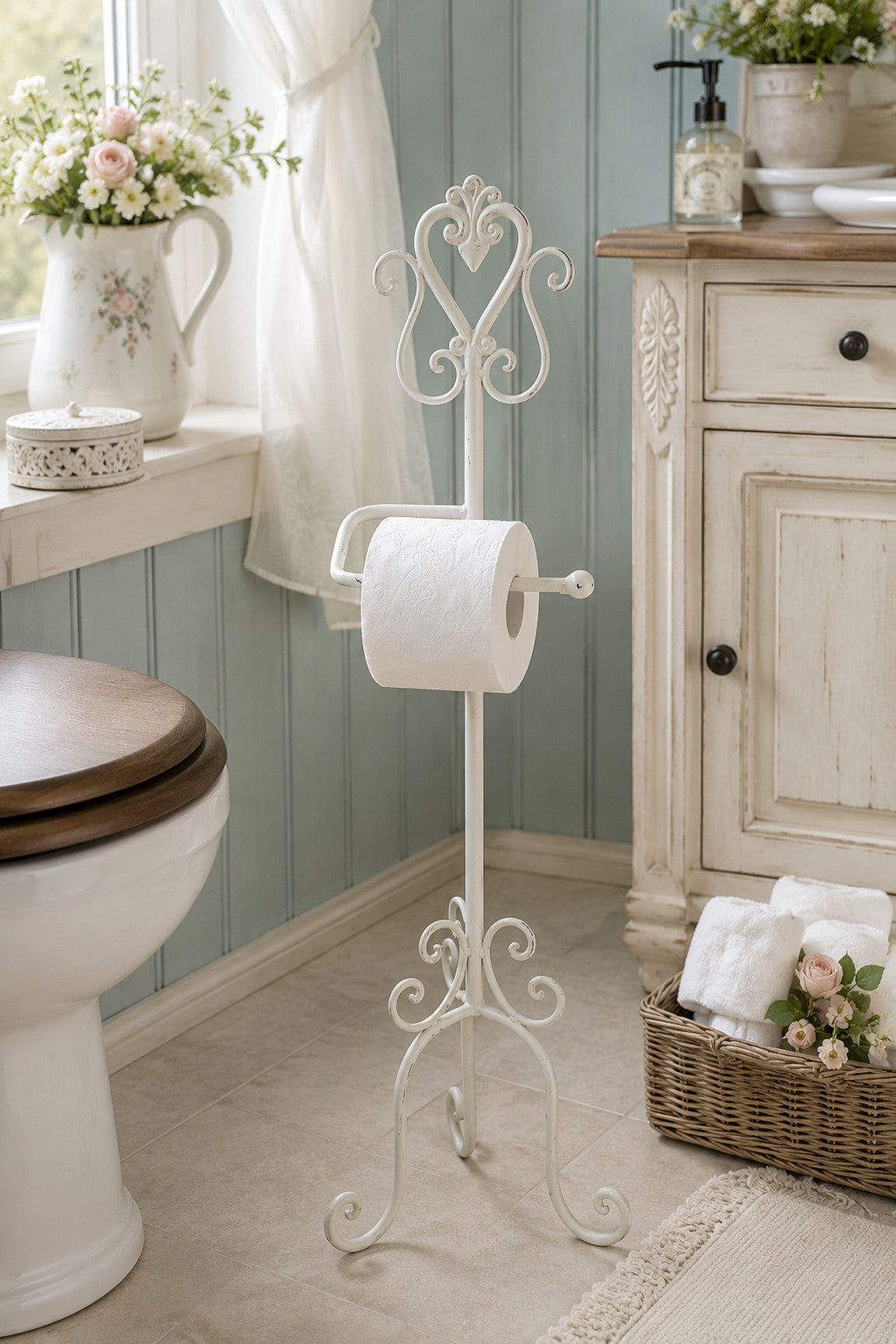 Toilettenpapierhalter Schmiedeeisen Antik Landhaus WC Bad Klopapierhalter Deko