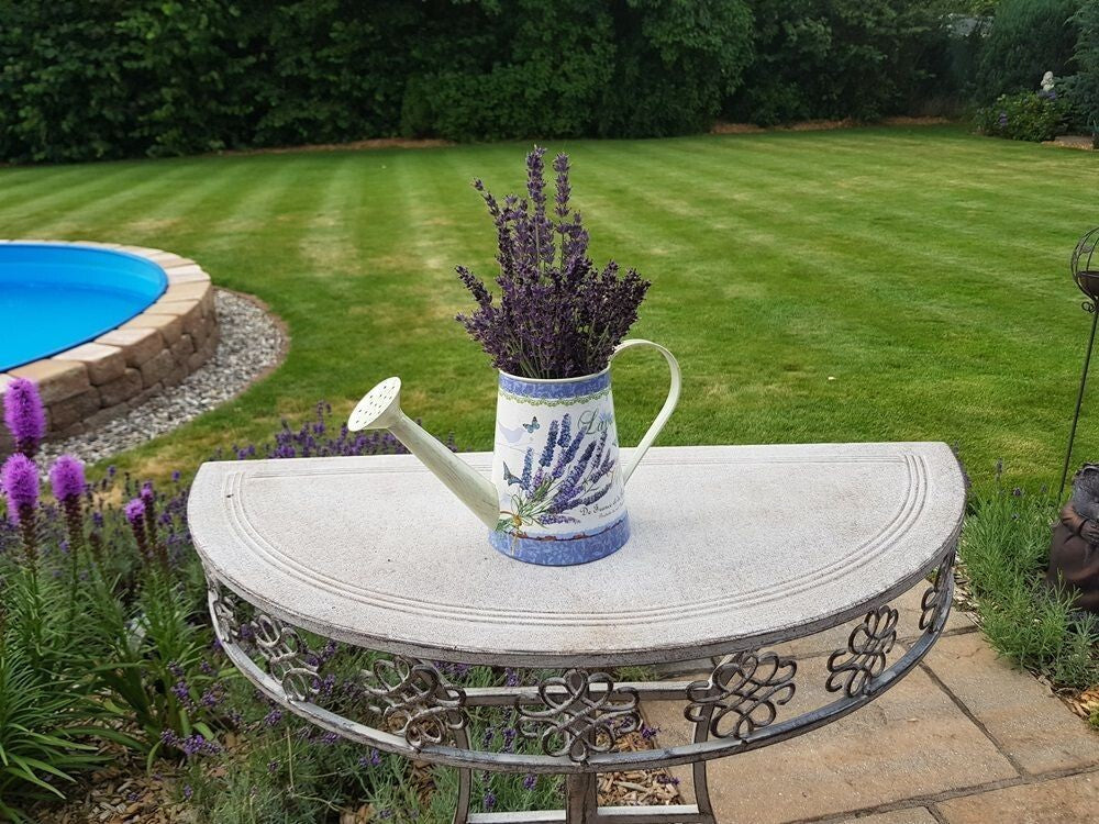 Gießkanne dekorativ Lavendel-Design  Krug Metall  Nostalgie Kanne