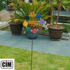 CIM Metall Windrad Exotic Flower Rainbow Ø34cm Höhe 122cm Windspiel Deko Garten