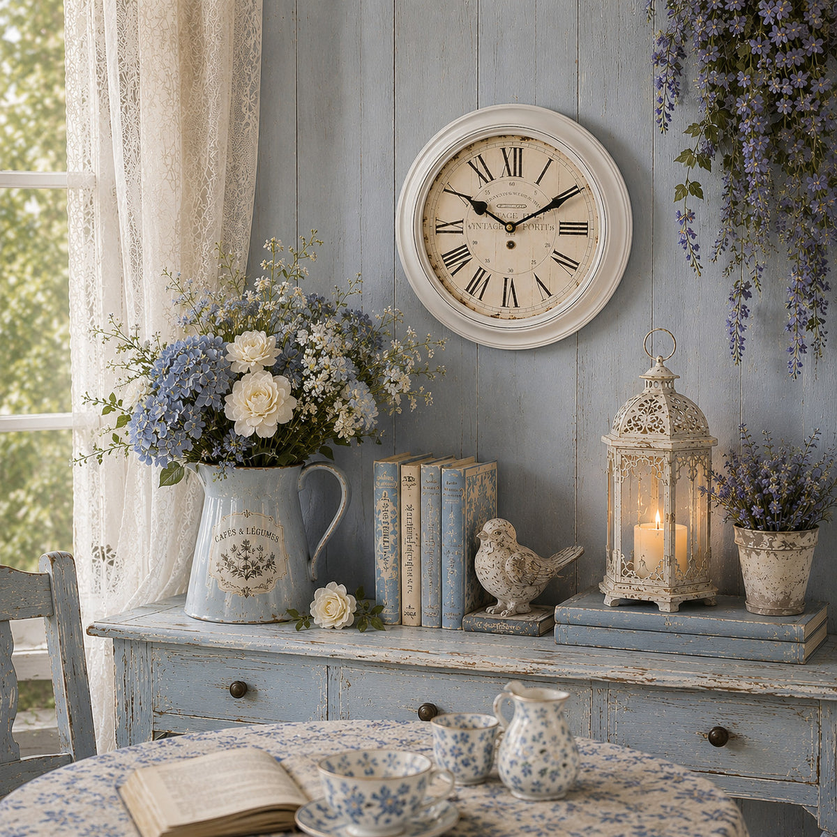 NEU & OVP  Wanduhr Shabby Chic antikweiß – Landhausstil –Vintage PORT