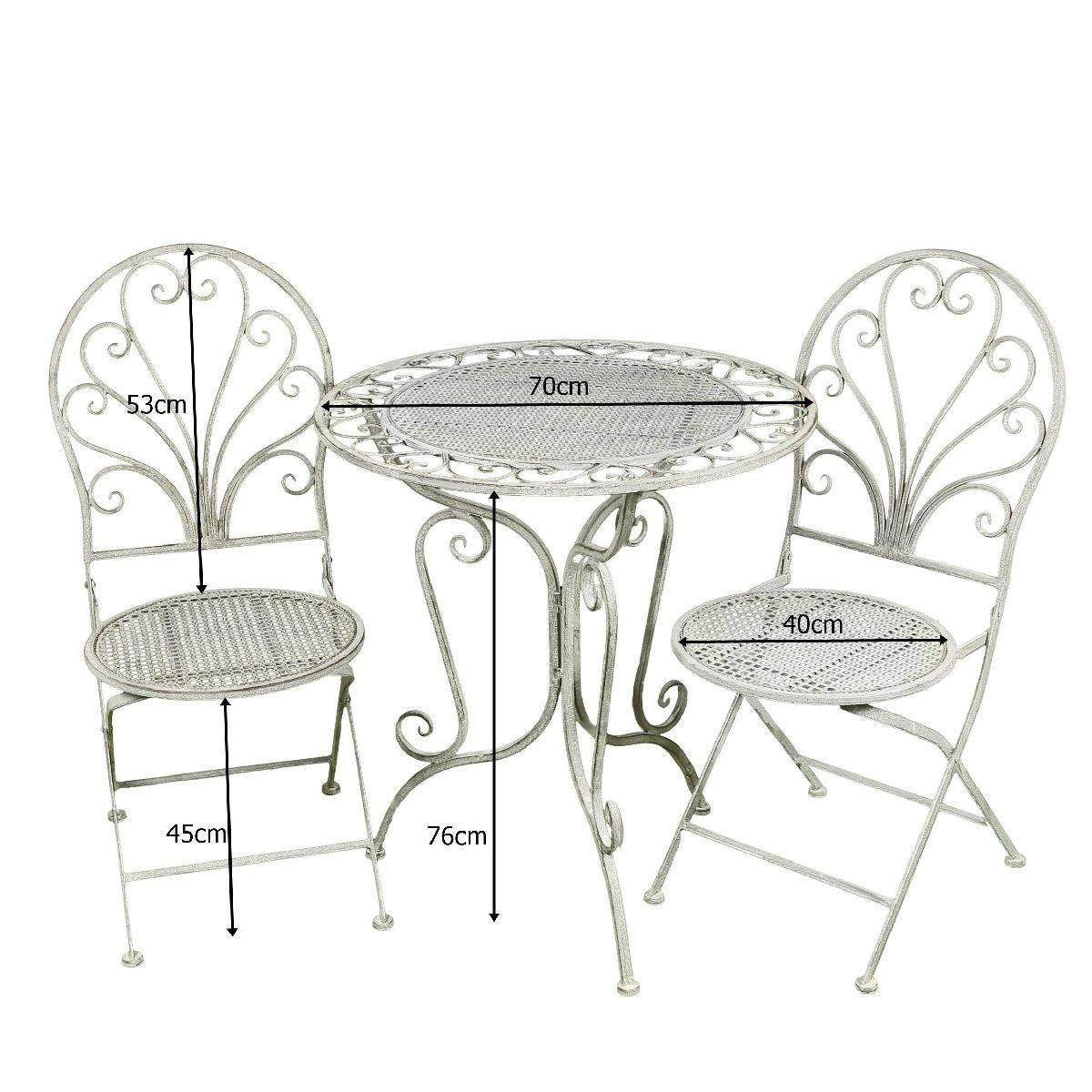 ✨ Gartentisch mit 2 Stühlen 3tlg Bistro Set Schmiedeeisen Gartenmöbel Vintage
