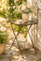 🌿 Beistelltisch Metall Vintage Landhausstil grau Shabby Chic Pflanztisch hochwe