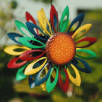 CIM Doppelwindrad Hängend Rainbow Flower Ø40cm x 60cm Gartendeko Blume Metall