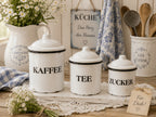 Emaille Vorratsdosen 16cm  emailliert Deko Behälter für Tee Kaffee Zucker rustik