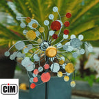 CIM Doppelwindrad Confetti Gold Gartendeko Ø35cm x 130cm wetterfest Metall