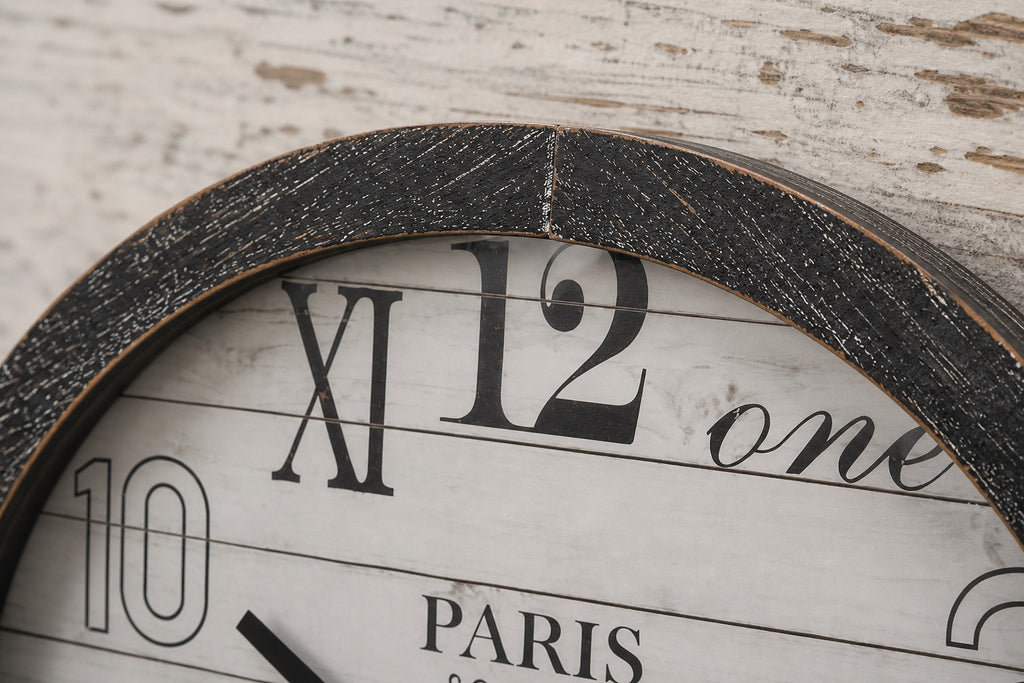 Wanduhr xxl  PARIS Holz Vintage Shabby Nostalgisch Wohnzimmeruhr Loft ø 60cm