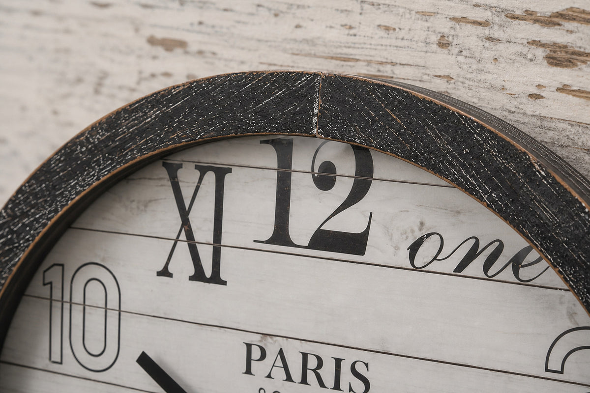 Wanduhr xxl  PARIS Holz Vintage Shabby Nostalgisch Wohnzimmeruhr Loft ø 60cm