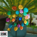 CIM Doppel Windrad Galaxy Rainbow Ø36cm Höhe: 122cm Windspiel Garten Metall