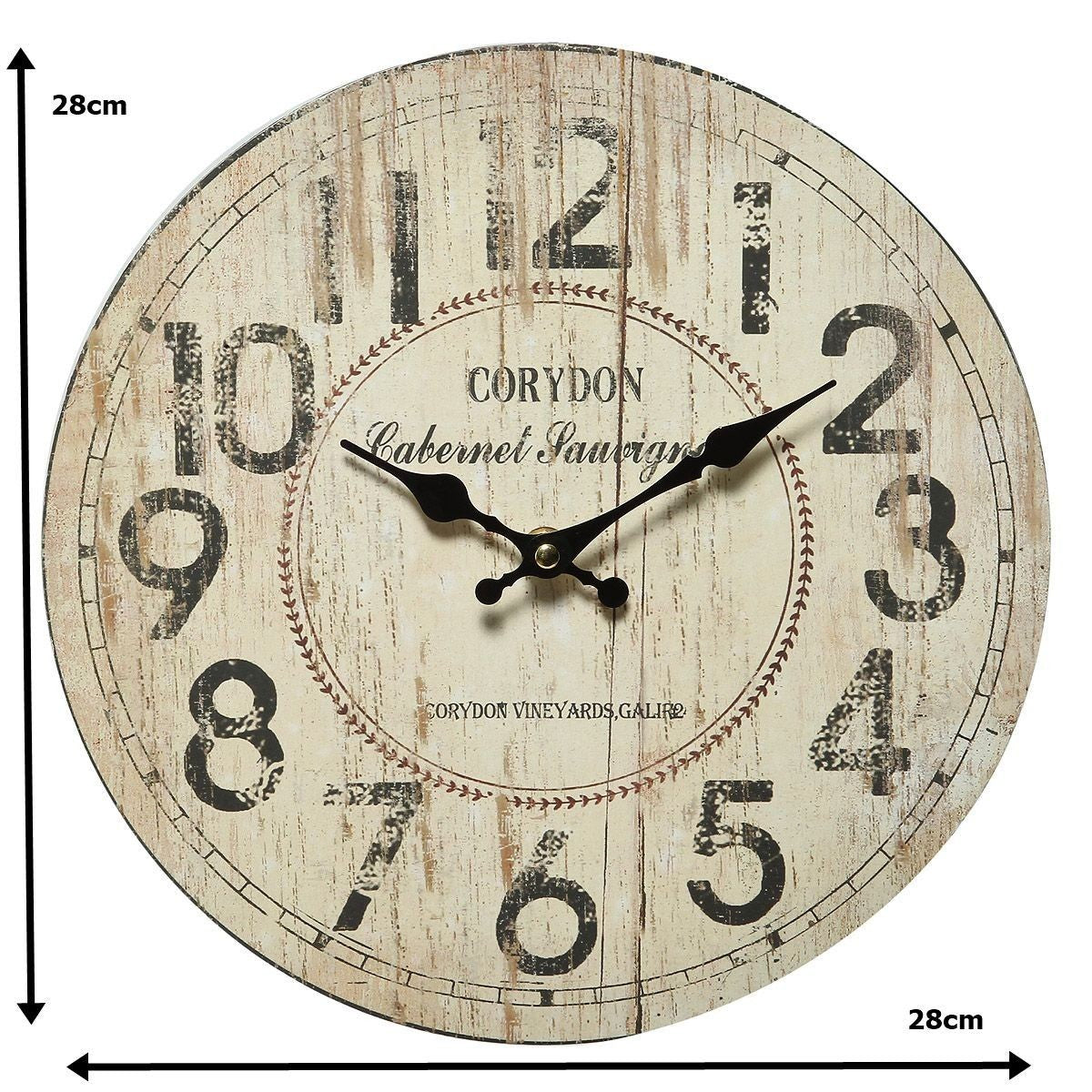 Corydon Cabernet Sauvignon Wanduhr 28cm MDF Vintage Look Neu