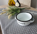 Emaille Suppenschale 14cm  emailliert Behälter für Suppe Suppentopf Geschenkidee