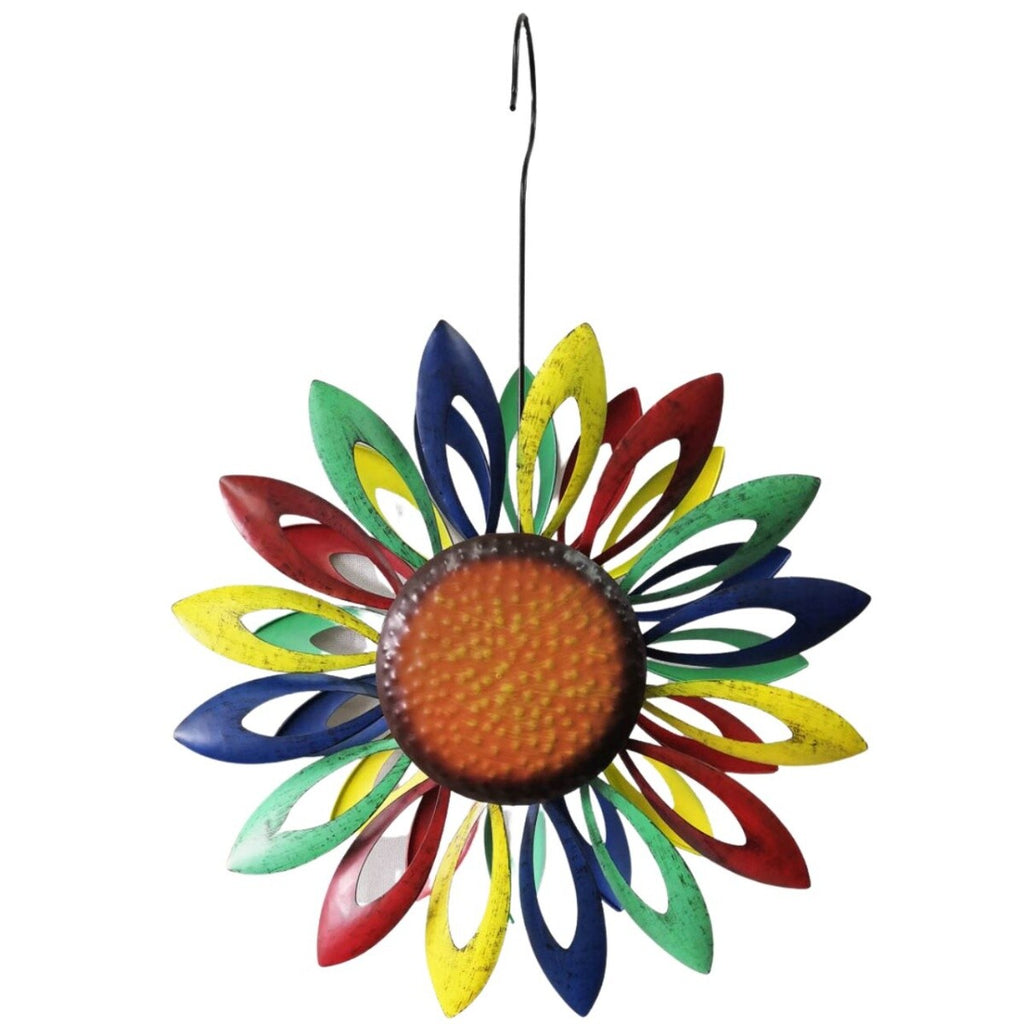 CIM Doppelwindrad Hängend Rainbow Flower Ø40cm x 60cm Gartendeko Blume Metall