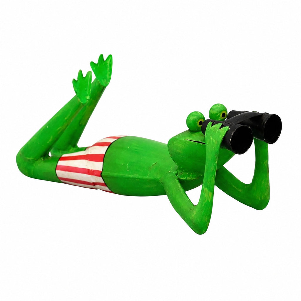 🪴 Metall Frosch mit Fernglas 🐸 Gartenfigur Deko Garten Terrasse Balkon Figur