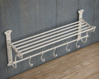 Wandgarderobe Antikweiß Eisen Landhausstil Vintage mit 5 Haken Regal Geschenkide