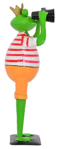 🐸 Lustige Metall Frosch mit Fernglas Gartenfigur Landhaus Deko 46cm Mitbringsel